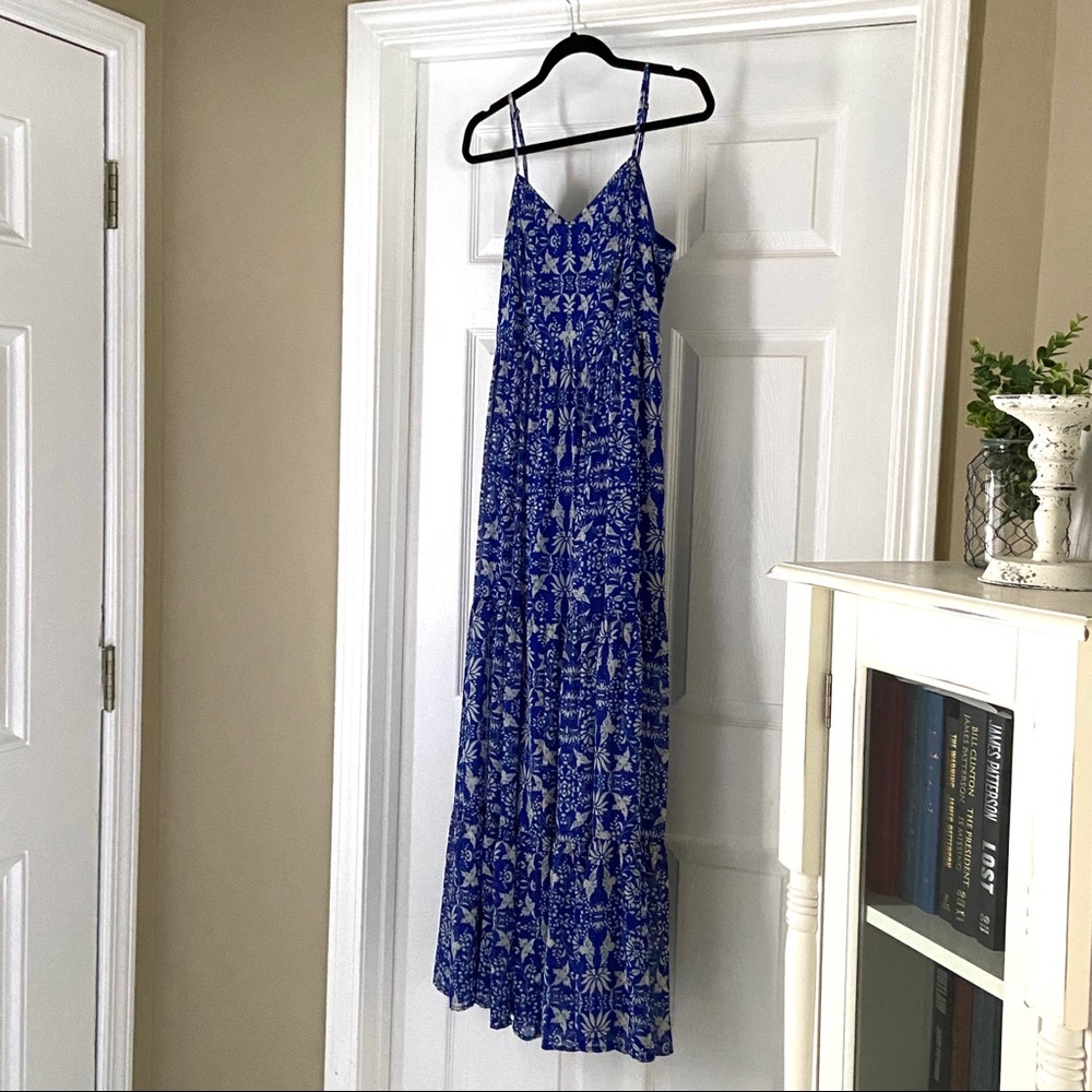 Long Royal Blue Print Dress